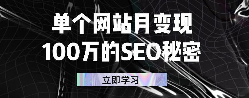 单个网站月变现100万的SEO秘密，百分百做出赚钱站点-靠谱项目库
