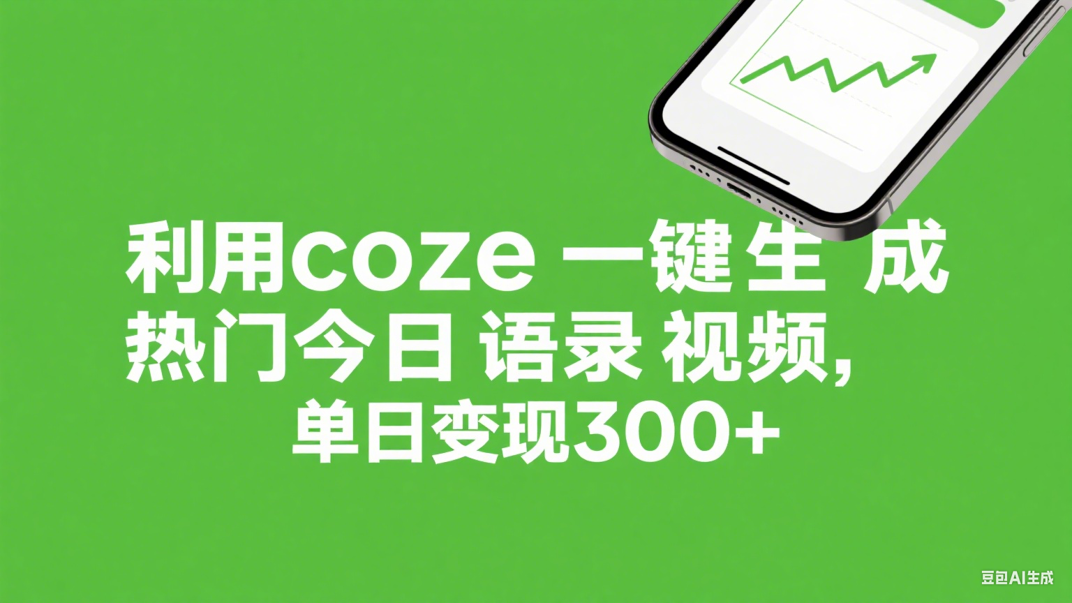 利用coze一键生成热门今日语录视频,单日变现300+-靠谱项目库