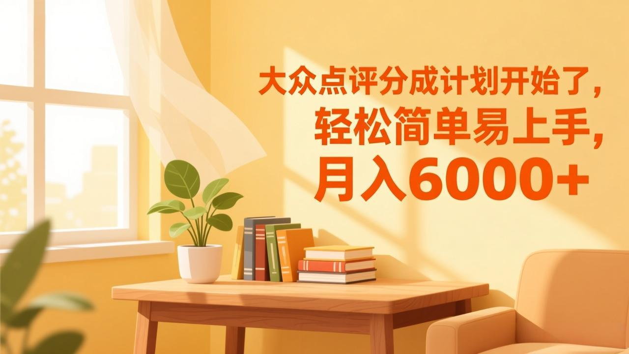 大众点评分成计划开始了,轻松简单易上手,月入6000+-靠谱项目库