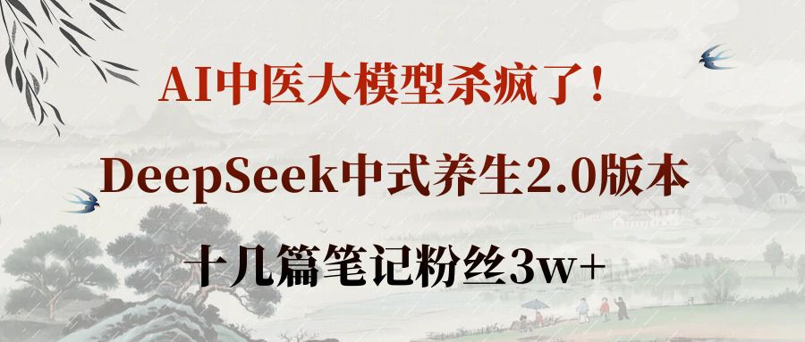 AI中医大模型杀疯了!DeepSeek中式养生2.0版本,十几篇笔记粉丝3w+-靠谱项目库