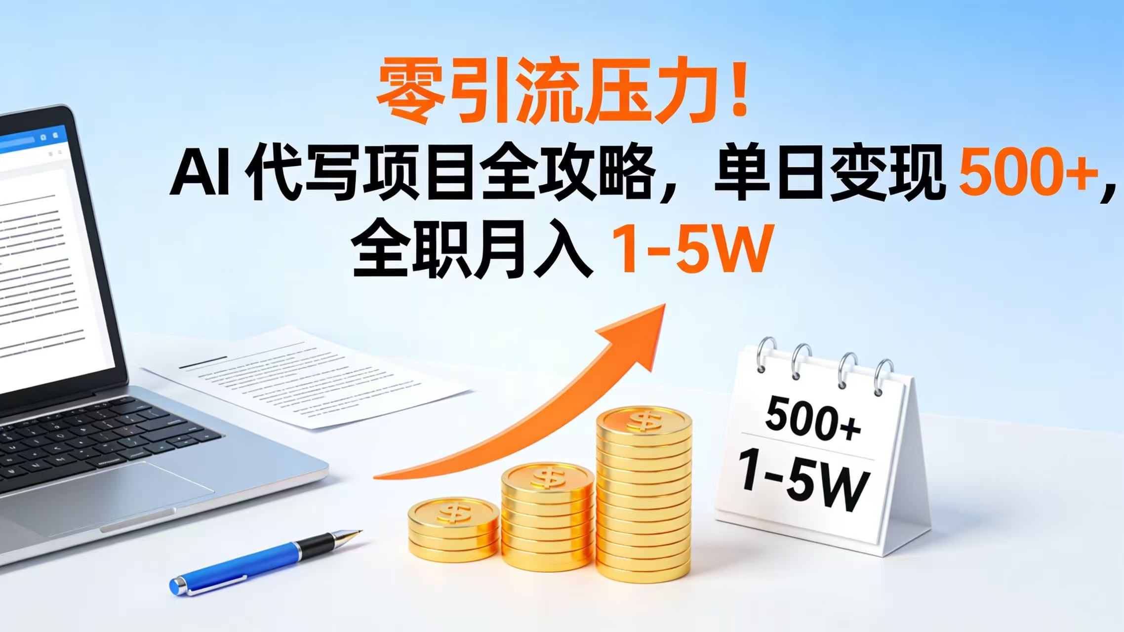 零引流压力!AI 代写项目全攻略,单日变现 500+,全职月入 1-5W-靠谱项目库