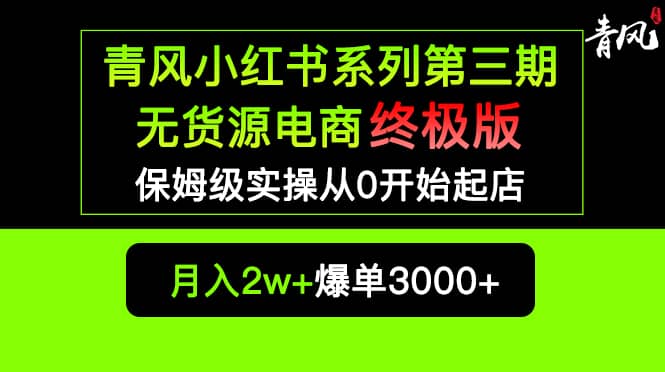 小红书无货源电商爆单终极版【视频教程+实战手册】保姆级实操从0起店爆单-靠谱项目库