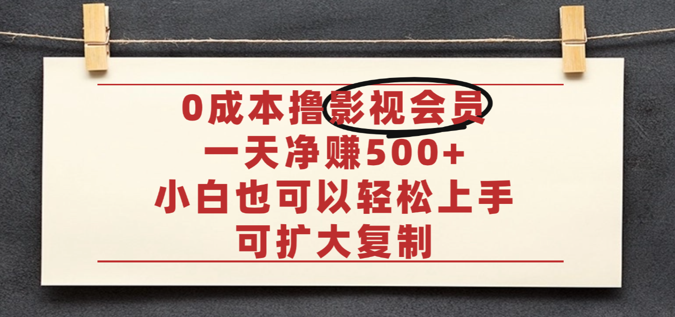 亲测,0成本可批量操作,靠卖影视会员实测月入30000+-靠谱项目库
