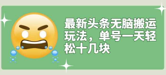 最新头条无脑搬运玩法,单号一天轻松十几块【视频教程+搬运软件】-靠谱项目库
