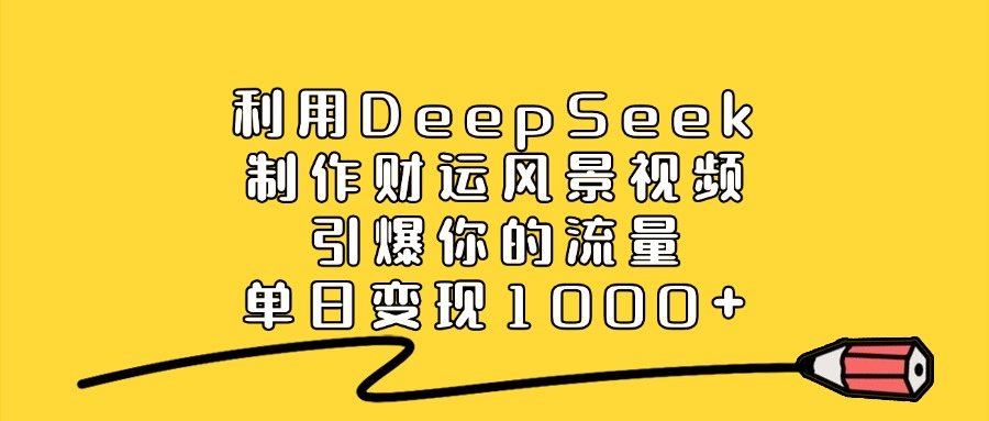 利用DeepSeek制作财运风景视频，做出爆款视频，单日变现1000+-靠谱项目库