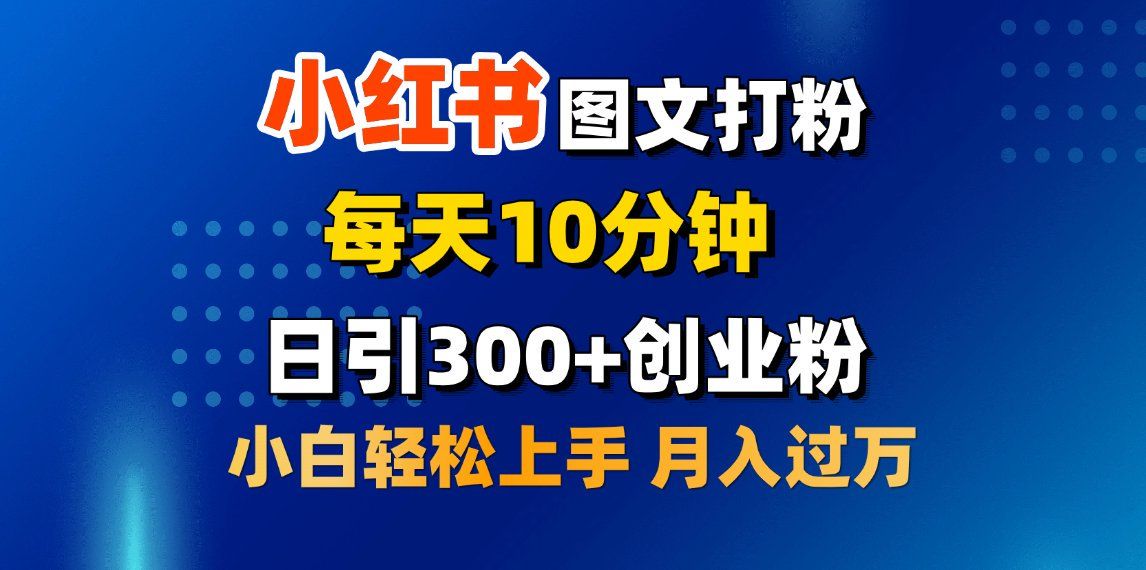 2月小红书图文打粉，每天10分钟，日引300+创业粉，小白轻松月入过万-靠谱项目库
