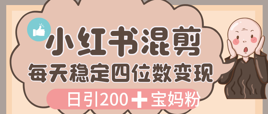 价值 3980 的小红书混剪, 虚拟变现,日引 200+宝妈创业粉,每天稳定四位数变现-靠谱项目库