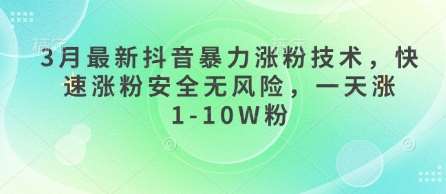 3月最新抖音暴力涨粉技术，快速涨粉安全无风险，一天涨1-10W粉-靠谱项目库