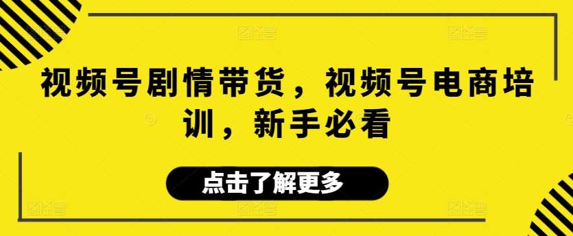 视频号剧情带货,视频号电商培训,新手必看-靠谱项目库