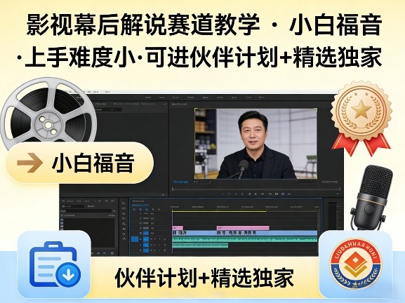 某大佬的影视幕后解说赛道教学，小白福音，上手难度小，可进伙伴计划+精选独家-靠谱项目库