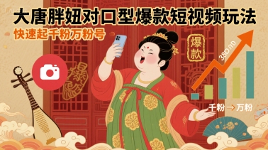 大唐胖妞对口型爆款短视频玩法,快速起千粉万粉号-靠谱项目库