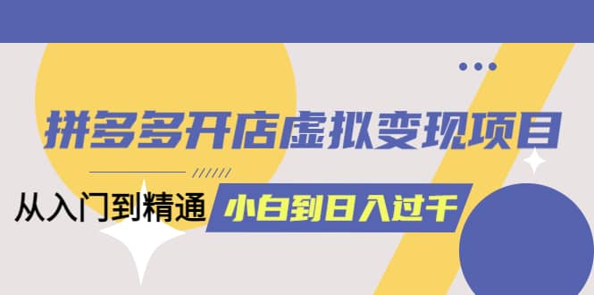 拼多多开店虚拟变现项目：入门到精通 从小白到日入1000（完整版）4月10更新-靠谱项目库