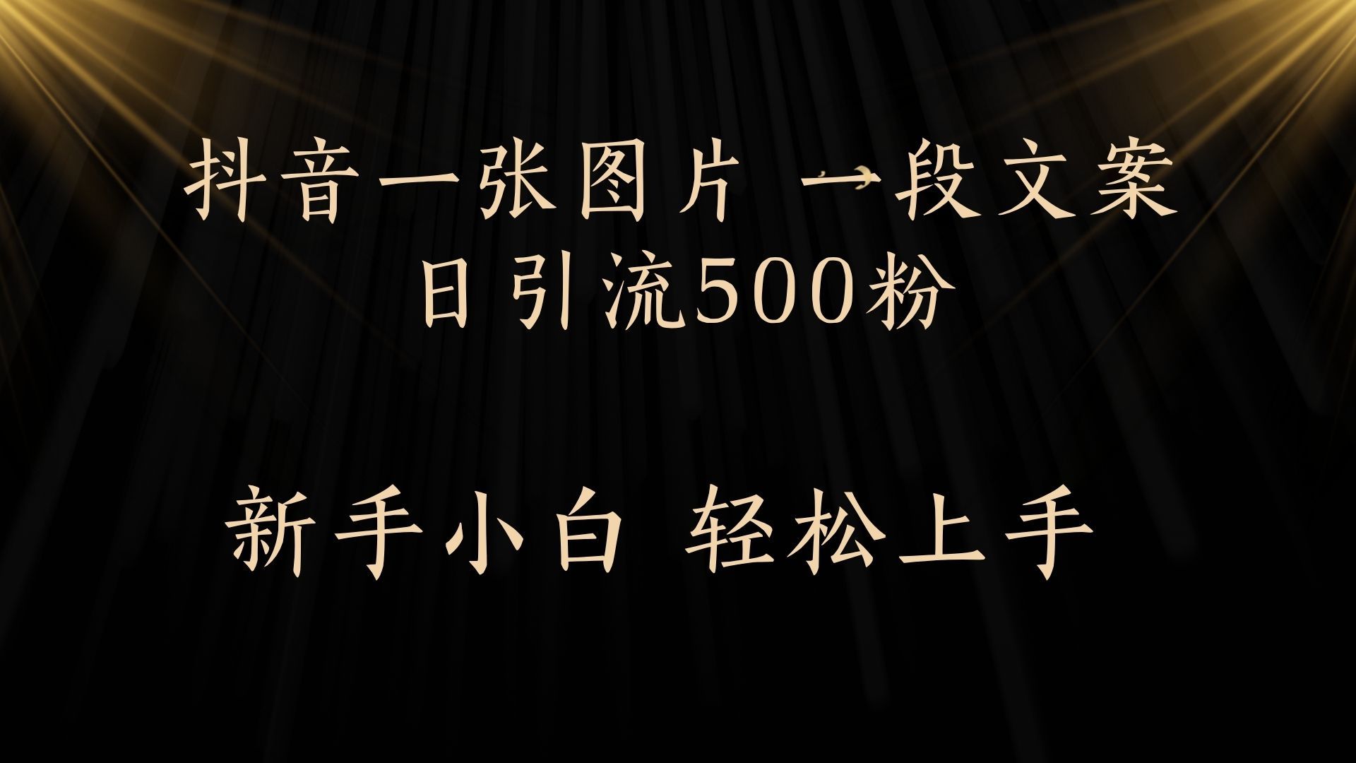 每天2分钟,抖音一张图片 一段文案日引流500粉-靠谱项目库