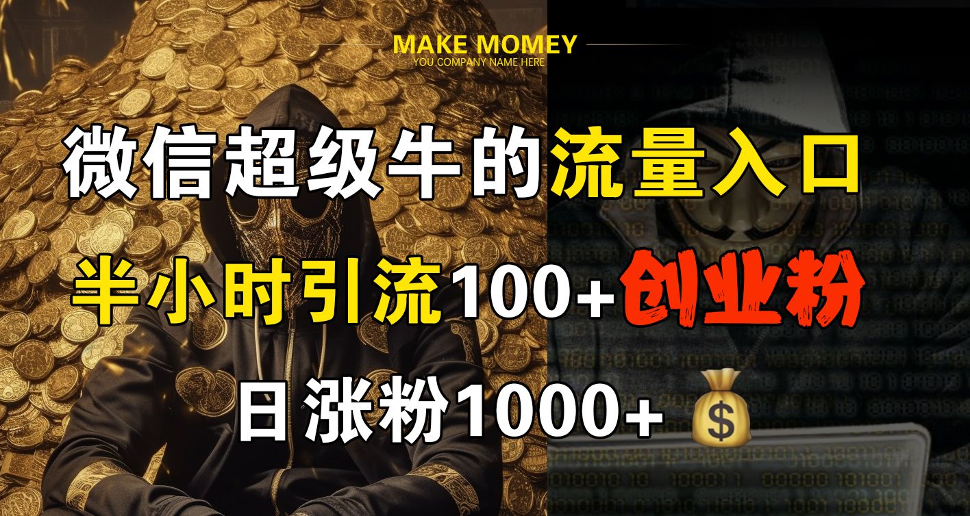 微信超级牛的流量入口，半小时引流100+创业粉，日涨粉1000+-靠谱项目库