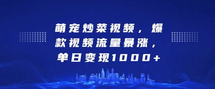 萌宠炒菜视频，爆款视频流量暴涨，单日变现1k-靠谱项目库
