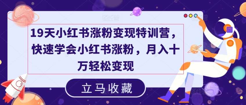 19天小红书涨粉变现特训营，快速学会小红书涨粉，月入十万轻松变现-靠谱项目库