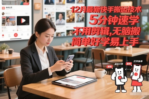 12月最新快手搬运技术，5分钟速学，不用剪辑无脑搬，简单好学易上手-靠谱项目库
