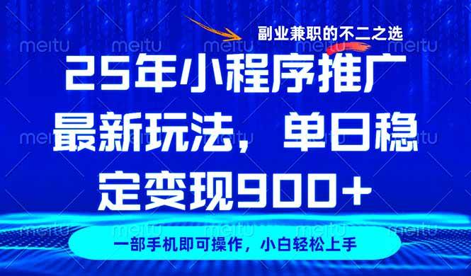 (14550期)25年小程序推广最新玩法,稳定日入900+,副业兼职的不二之选-靠谱项目库