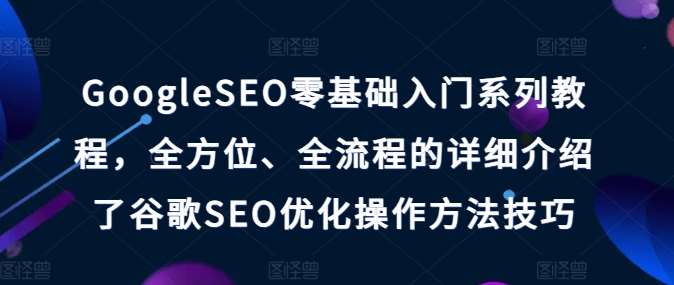 GoogleSEO零基础入门系列教程，全方位、全流程的详细介绍了谷歌SEO优化操作方法技巧-靠谱项目库