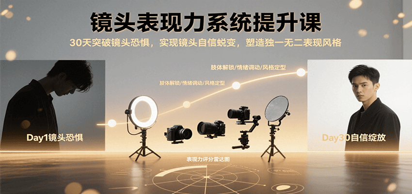 镜头表现力系统提升课,30天突破镜头恐惧实现自信蜕变,塑造独一无二表现风格-靠谱项目库