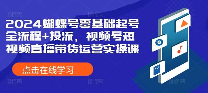 2024蝴蝶号零基础起号全流程+投流，视频号短视频直播带货运营实操课-靠谱项目库