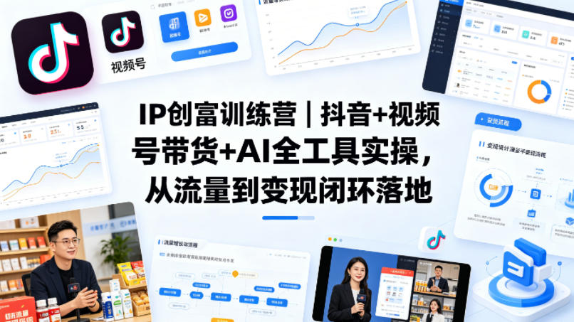 IP创富训练营|抖音+视频号带货+AI全工具实操,从流量到变现闭环落地-靠谱项目库