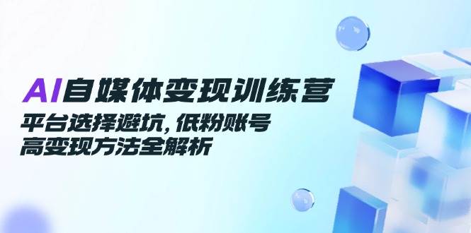 AI自媒体变现训练营，平台选择避坑，低粉账号高变现方法全解析-靠谱项目库