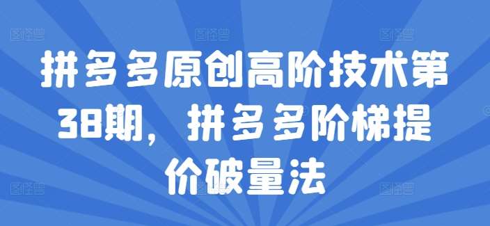 拼多多原创高阶技术第38期，拼多多阶梯提价破量法-靠谱项目库