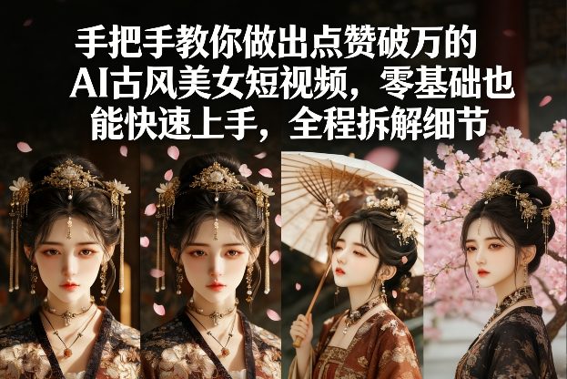 手把手教你做出点赞破万的AI古风美女短视频,零基础也能快速上手,全程拆解细节-靠谱项目库