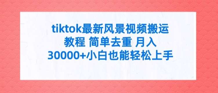 tiktok最新风景视频搬运教程 简单去重 月入3W+小白也能轻松上手【揭秘】-靠谱项目库