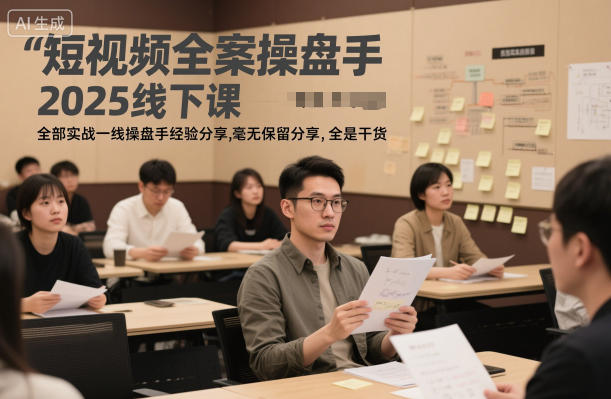 短视频全案操盘手2025线下课，全部实战一线操盘手经验分享，毫无保留分享，全是干货-靠谱项目库