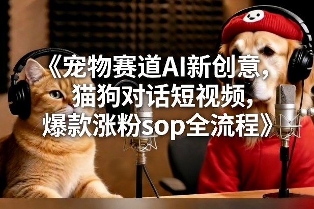 宠物赛道AI新创意，猫狗对话短视频，爆款涨粉sop全流程-靠谱项目库
