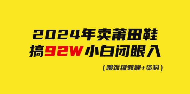 (9329期)2024年卖莆田鞋,搞了92W,小白闭眼操作!-靠谱项目库