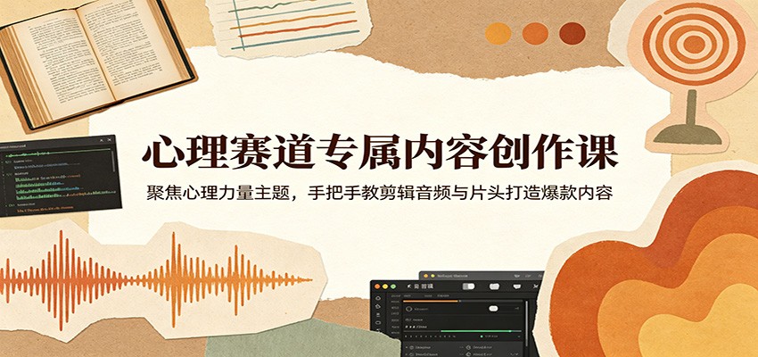 心理赛道专属内容创作课：聚焦心理力量主题，手把手教剪辑音频与片头打造爆款内容-靠谱项目库