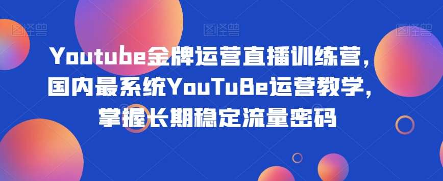 Youtube金牌运营直播训练营，国内最系统YouTuBe运营教学，掌握长期稳定流量密码-靠谱项目库
