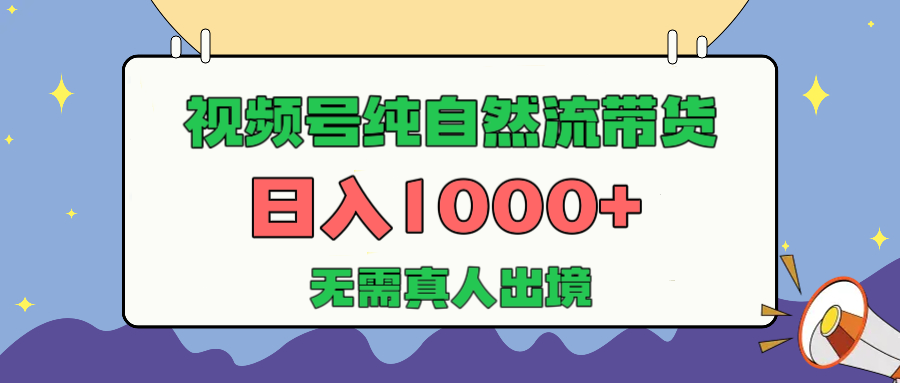 视频号纯自然流带货,日入1000+,无需真人出境,新手小白也可操作-靠谱项目库