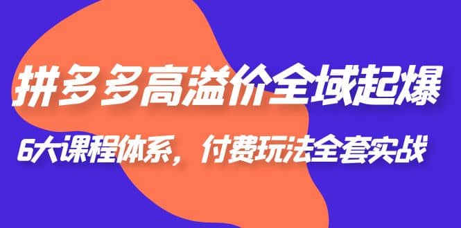 拼多多-高溢价 全域 起爆，6大课程体系，付费玩法全套实战-靠谱项目库