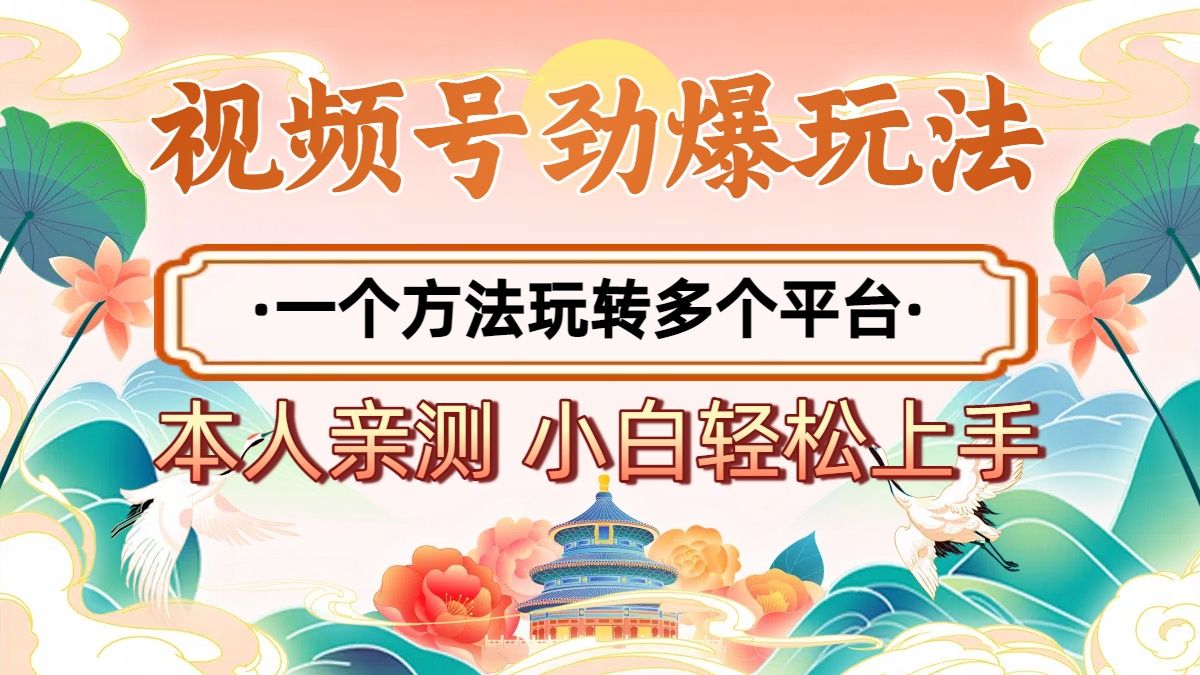 2025年视频号劲爆玩法,一个方法玩转多个平台 小白也能轻松上手-靠谱项目库