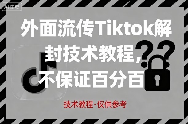 外面流传Tiktok解封技术教程，不保证百分百，具体自测-靠谱项目库