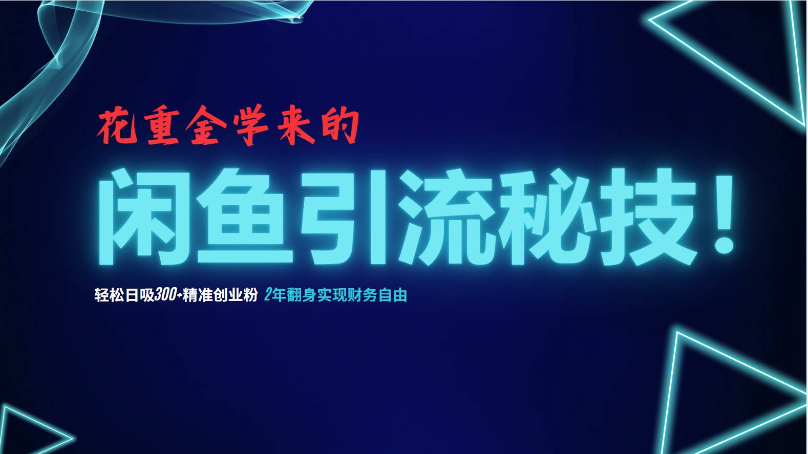 （12887期）花重金学来的闲鱼引流秘技！轻松日吸300+精准创业粉，每天躺赚5000+，2…-靠谱项目库