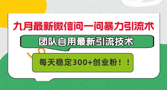 （12735期）九月最新微信问一问暴力引流术，团队自用引流术，每天稳定300+创...-靠谱项目库