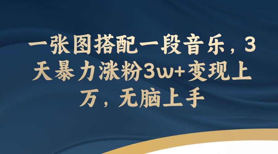 (7674期)一张图搭配一段音乐,3天暴力涨粉3w+变现上万,无脑上手-靠谱项目库
