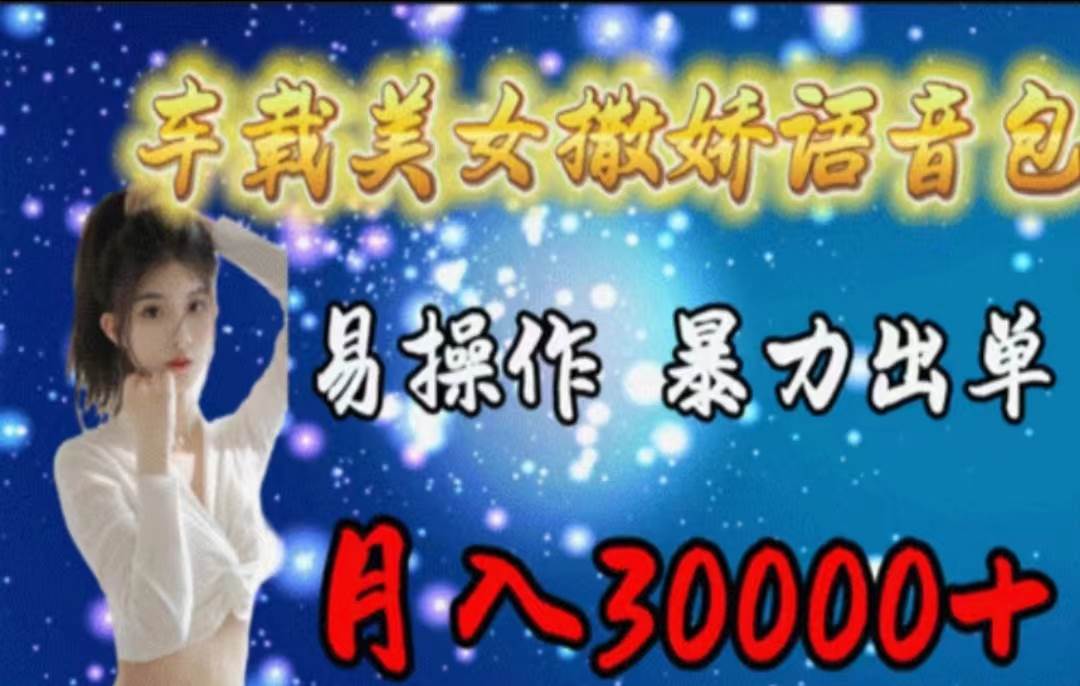 (11249期)车载美女撒娇语音包,执行就出单,月入3000+,小白看完课程就能马上实操-靠谱项目库