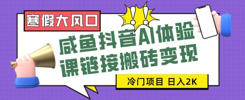 寒假大风口咸鱼抖音AI体验课链接搬砖变现，全网首发冷门项目，小白可日入2K+【揭秘】-靠谱项目库