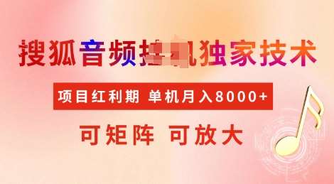 全网首发搜狐音频挂JI独家技术，项目红利期，可矩阵可放大，稳定月入8k【揭秘】-靠谱项目库