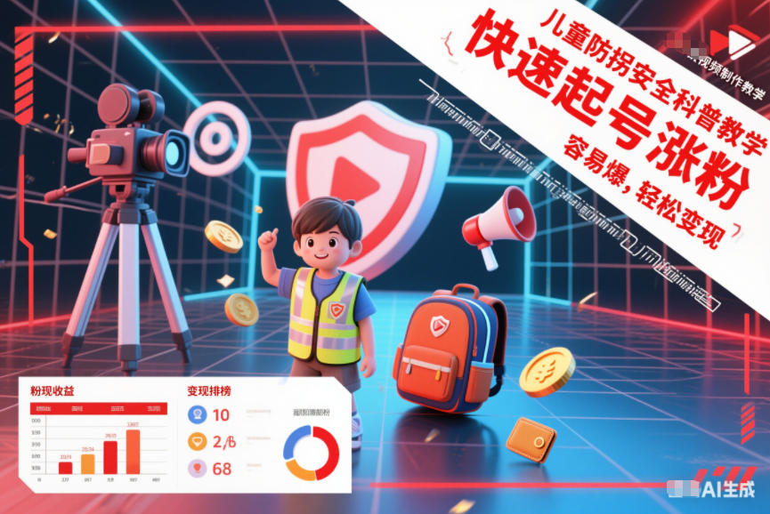 儿童防拐安全科普知识视频制作教学,快速起号涨粉,容易爆,轻松变现-靠谱项目库