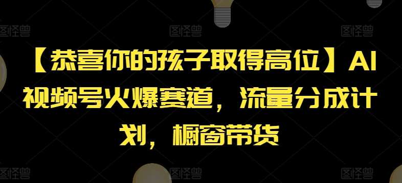 【恭喜你的孩子取得高位】AI视频号火爆赛道,流量分成计划,橱窗带货【揭秘】-靠谱项目库