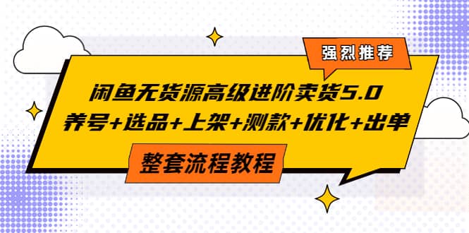 闲鱼无货源高级进阶卖货5.0，养号+选品+上架+测款+优化+出单整套流程教程-靠谱项目库