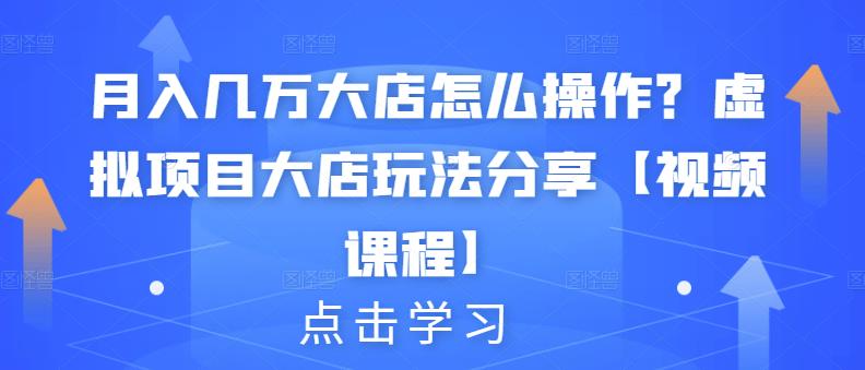月入几万大店怎么操作?虚拟项目大店玩法分享【视频课程】-靠谱项目库