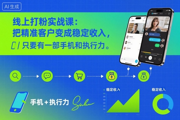 线上打粉实战课:把精准客户变成稳定收入,只要有一部手机和执行力-靠谱项目库
